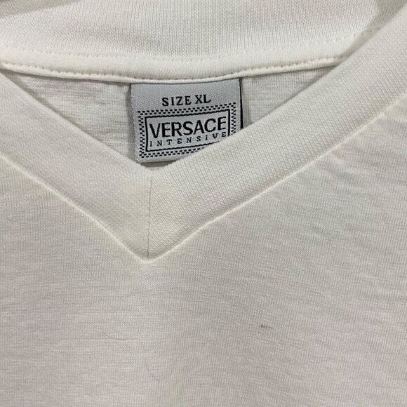 Versace Intensive White V-Neck Logo Tee Men’s Size XL NWOT - Picture 3 of 5